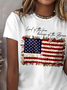 Casual Independence Day Loose Crew Neck T-Shirt