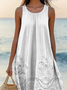 Floral Casual Cotton Dress With No