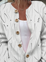 Striped Casual Crew Neck Loose Cardigan