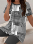 Women's Printing Abstract Daily Going Out Two-Piece Set Gray Casual Summer Top With Pants Matching Set