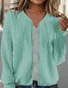Loose Casual Plain Crew Neck Jacket