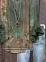 Women's Half Sleeve Shirt Summer Green Floral Printing V Neck Daily Going Out Casual Top