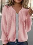 Loose Casual Plain Crew Neck Jacket