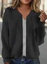 Loose Casual Plain Crew Neck Jacket