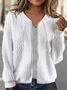 Loose Casual Plain Crew Neck Jacket