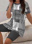 Women's Printing Abstract Daily Going Out Two-Piece Set Gray Casual Summer Top With Pants Matching Set