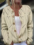 Striped Casual Crew Neck Loose Cardigan