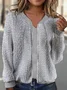 Loose Casual Plain Crew Neck Jacket