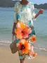Floral Casual Regular Fit Crew Neck Dress With No
