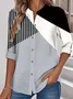 Loose Stand Collar Simple Striped Shirt