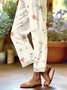 Women's  H-Line Baggy Pants Daily Going Out Pants Off White Casual Printing Floral Spring/Fall Pants