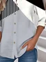 Loose Stand Collar Simple Striped Shirt