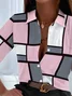 Women's Short Sleeve Shirt Summer Pink Plaid Printing Shirt Collar Daily Going Out Casual Top