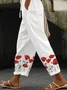 Women's  H-Line Baggy Pants Daily Going Out Pants White Casual Printing Floral Spring/Fall Pants