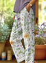 Women's  H-Line Baggy Pants Daily Going Out Pants White Casual Printing Floral Spring/Fall Pants