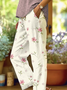Women's  H-Line Baggy Pants Daily Going Out Pants Off White Casual Printing Floral Spring/Fall Pants