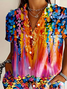 Women's Short Sleeve Shirt Summer As Picture Abstract Printing Shirt Collar Daily Going Out Casual Top