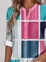 Stand Collar Loose Simple Multicolor Block Shirt