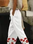 Women's  H-Line Baggy Pants Daily Going Out Pants White Casual Printing Floral Spring/Fall Pants