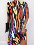 Women's Short Sleeve Summer Blue Plain Split Joint Crew Neck Dolman Sleeve Daily Going Out Vintage Midi A-Line Tank Dress