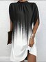Women's Short Sleeve Summer Blue Plain Split Joint Crew Neck Dolman Sleeve Daily Going Out Vintage Midi A-Line Tank Dress