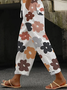 Women's  H-Line Baggy Pants Daily Going Out Pants White Casual Printing Floral Spring/Fall Pants