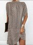 Women's Short Sleeve Summer Blue Plain Split Joint Crew Neck Dolman Sleeve Daily Going Out Vintage Midi A-Line Tank Dress