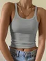 Women's Sleeveless Tank Top Summer White Plain Cotton Crew Neck Daily Going Out Simple Top