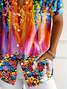 Women's Short Sleeve Shirt Summer As Picture Abstract Printing Shirt Collar Daily Going Out Casual Top