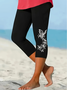 Women's  Elastic Waist H-Line Legging Daily Going Out Pants Black Casual Printing Floral Summer Pants