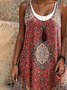 Regular Fit Casual Crew Neck Ethnic Geometry Dress