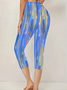 Women's  Elastic Waist H-Line Legging Daily Going Out Pants Blue Casual Printing Abstract Summer Pants