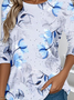 Casual Jersey Crew Neck Floral T-Shirt