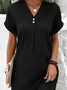 Women's Short Sleeve Summer Aqua Plain Split Joint V Neck Daily Going Out Vintage Maxi A-Line Tank Dress