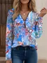 Loose Floral Zipper Vintage T-Shirt