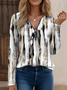 Vintage Gradient Pattern V Neck T-Shirt