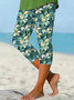 Women's  Elastic Waist H-Line Legging Daily Going Out Pants Green Casual Printing Floral Summer Pants