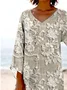 Print Casual V Neck Long Sleeve T-Shirt