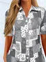 Women's Short Sleeve Shirt Summer Gray Paisley Printing Shirt Collar Daily Going Out Casual Top