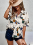Women's Short Sleeve Shirt Summer Apricot Abstract Printing Shirt Collar Daily Going Out Casual Top
