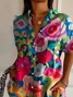 Women's Short Sleeve Shirt Summer As Picture Floral Printing Shirt Collar Daily Going Out Casual Top