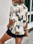 Women's Short Sleeve Shirt Summer Apricot Abstract Printing Shirt Collar Daily Going Out Casual Top