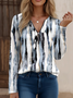 Vintage Gradient Pattern V Neck T-Shirt