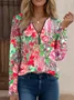 Loose Floral Zipper Vintage T-Shirt