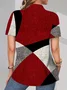 Women's Short Sleeve Shirt Summer Red Geometric Printing Shirt Collar Daily Going Out Casual Top