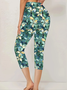 Women's  Elastic Waist H-Line Legging Daily Going Out Pants Green Casual Printing Floral Summer Pants