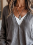Casual V Neck Long Sleeve T-Shirt