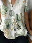 Women's Short Sleeve Shirt Summer White Floral Printing Shirt Collar Daily Going Out Casual Top