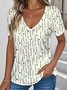 Casual V Neck Loose Geometric T-Shirt