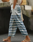 Casual Striped Linen Blend Pants